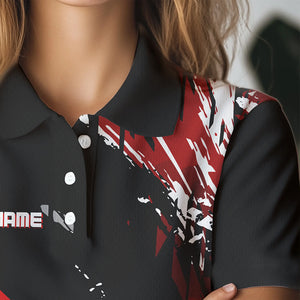 Black and Red Womens Golf Polo Shirts Custom retro golf ball clubs golf team league jerseys NQS9455