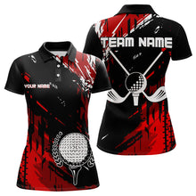 Load image into Gallery viewer, Black and Red Womens Golf Polo Shirts Custom retro golf ball clubs golf team league jerseys NQS9455