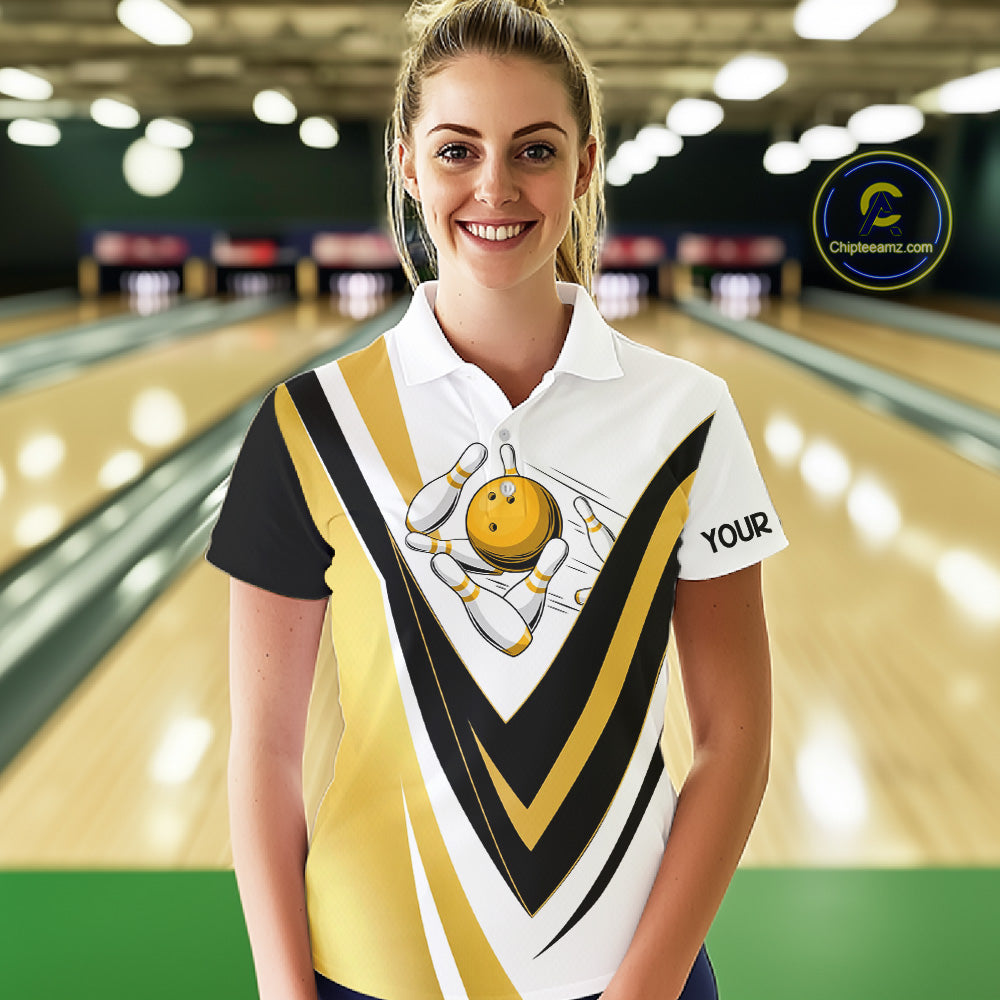 Custom Funny Bowling shirts for Women I'm not swearing, I'm using my bowling words Gold bowl shirts NQS11548