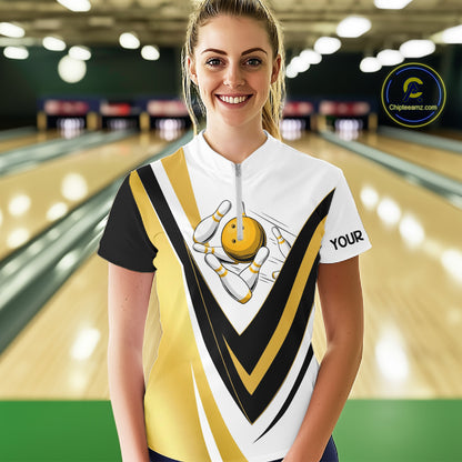 Custom Funny Bowling shirts for Women I'm not swearing, I'm using my bowling words Gold bowl shirts NQS11548