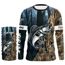 Load image into Gallery viewer, Walleye Fishing Camo Customize Name Long Sleeve Fishing Apparel, Personalized Fishing Gifts NQS395