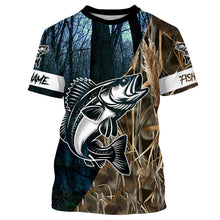 Load image into Gallery viewer, Walleye Fishing Camo Customize Name Long Sleeve Fishing Apparel, Personalized Fishing Gifts NQS395