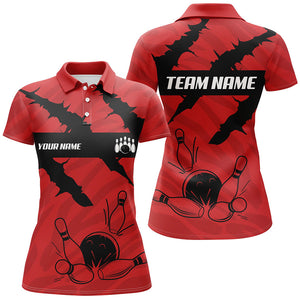 Black and red camo Women bowling Polo, Quarter Zip shirts Custom Team Bowling Jersey, gift for bowlers NQS7703