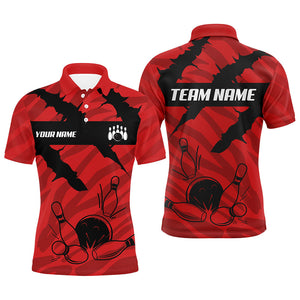 Black and red camo Mens bowling Polo, Quarter Zip shirts Custom Team Bowling Jerseys, gift for bowlers NQS7703