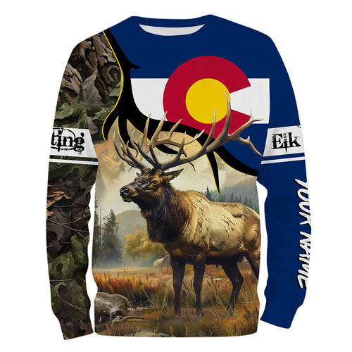 Colorado CO Elk Hunting camo Customize Name 3D All Over Printed Shirts, Personalized hunting Gift NQS2142