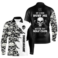 Load image into Gallery viewer, Black and White Skull pattern Men golf polo shirts custom If I die bury me with my golf clubs NQS8366