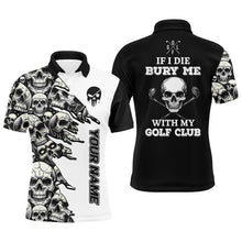 Load image into Gallery viewer, Black and White Skull pattern Men golf polo shirts custom If I die bury me with my golf clubs NQS8366