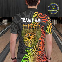 Load image into Gallery viewer, Personalized Black and Colorful Tribal pattern Bowling Shirts For Men Custom Team Bowling Jersey NQS10764