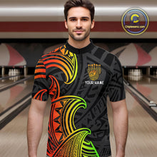 Load image into Gallery viewer, Personalized Black and Colorful Tribal pattern Bowling Shirts For Men Custom Team Bowling Jersey NQS10764