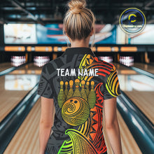 Load image into Gallery viewer, Personalized Black and Colorful Tribal pattern Bowling Shirts For Women Custom Team Bowling Jersey NQS10764