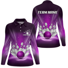 Load image into Gallery viewer, Purple light Bowling Polo, Quarter Zip Shirts For Women Custom Bowling Team League Uniform NQS8818