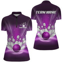 Load image into Gallery viewer, Purple light Bowling Polo, Quarter Zip Shirts For Women Custom Bowling Team League Uniform NQS8818