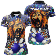 Load image into Gallery viewer, Blue Camo Lion roar Bowling Polo, Quarter Zip Shirts for Women Custom Lion Bowling Team jerseys NQS9293