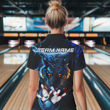 Load image into Gallery viewer, Personalized Blue Lightning Thunder Storm Tiger Bowling Shirts For Women Custom Bowling Team Jerseys NQS9466