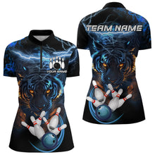 Load image into Gallery viewer, Personalized Blue Lightning Thunder Storm Tiger Bowling Shirts For Women Custom Bowling Team Jerseys NQS9466
