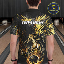 Load image into Gallery viewer, Black and Gold Lion Bowling Polo, 1/4 Zip Shirt for Men Custom Lion Bowling Team jerseys NQS11682