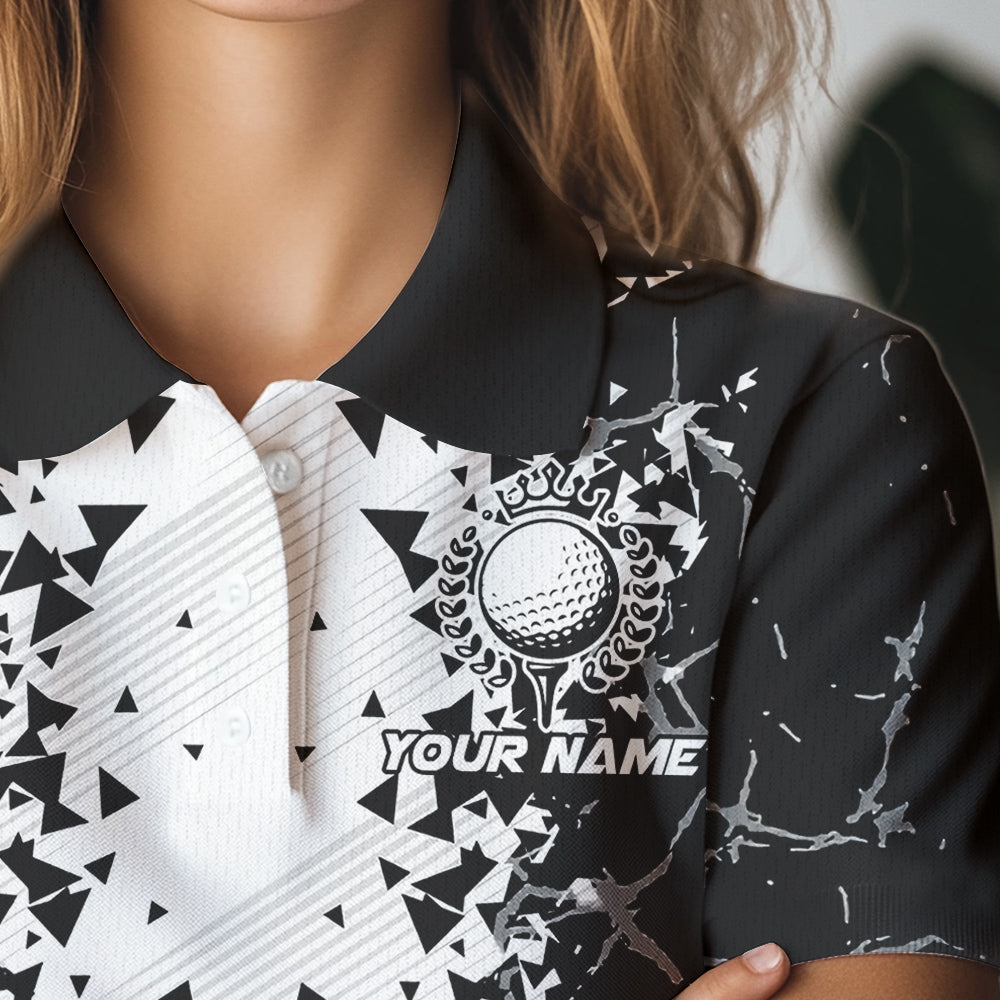 Black and White broken Golf ball Polo shirt for Women Custom Team golf uniform ladies golf tops NQS9787
