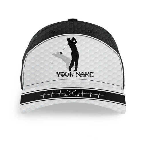 Golfer hat custom name golf heartbeat black & white golf hats Unisex Baseball mens golf hats NQS7549