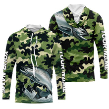 Load image into Gallery viewer, Black Green camo Chinook salmon fishing Custom Long Sleeve Tournament performance Fishing Shirts NQS7555