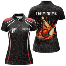 Load image into Gallery viewer, Black camo Bowling League Jerseys For Women Custom Retro Flame Bowling Shirts For Team Bowlers | Red NQS7557