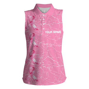 Breast Cancer Awareness golf shirts custom Women sleeveless polo shirt, pink ribbon golf shirts NQS7711