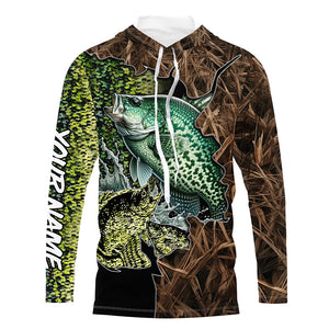 Crappie fishing camo Long Sleeve Fishing tournament shirts customize name NQS2148