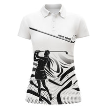 Load image into Gallery viewer, Black and White Camo custom Womens golf polo shirts, personalized golf attire for women NQS8152