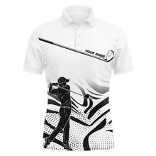 Load image into Gallery viewer, Black and White Camo custom Mens golf polo shirts, personalized golf attire for men NQS8152