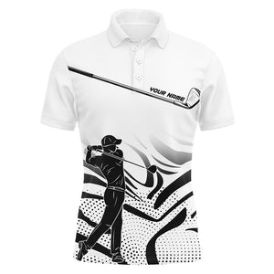 Black and White Camo custom Mens golf polo shirts, personalized golf attire for men NQS8152