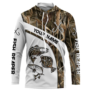 Beautiful Texas Slam Fishing Camo Redfish, Speckled Trout, Flounder Custom long sleeve Fishing Shirts NQS765