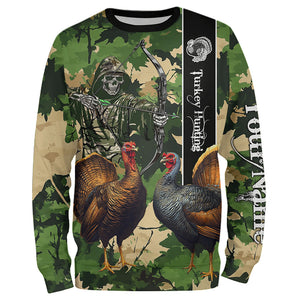 Turkey Hunting green camo Custom name 3D All over print hunting shirts NQS2271