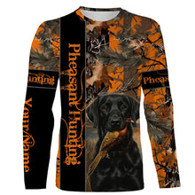 Load image into Gallery viewer, Pheasant Hunting with dog Labrador Retriever orange camo Custom name 3D All over print hunting shirt NQS2270