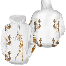 Load image into Gallery viewer, Leopard argyle pattern white golf Hoodies custom golf wear for men, women, unique golf gifts NQS8378