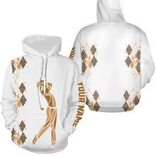 Load image into Gallery viewer, Leopard argyle pattern white golf Hoodies custom golf wear for men, women, unique golf gifts NQS8378