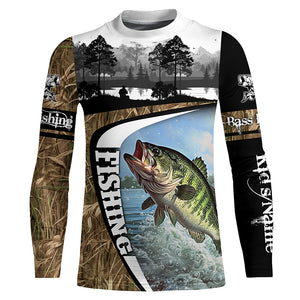 Largemouth bass fishing camo Custom UV protection long sleeves fishing shirt, fishing gifts NQS921