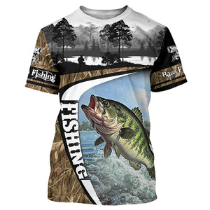 Largemouth bass fishing camo Custom UV protection long sleeves fishing shirt, fishing gifts NQS921