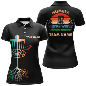 Retro Black Women disc golf polo shirt custom ladies disc golf team jersey, disc golf wear NQS8577