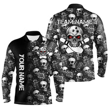 Load image into Gallery viewer, Black Skull and rose pattern Bowling Shirts For Men Custom Skull Bowling Team League Jerseys NQS8580