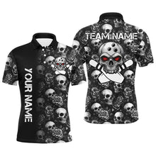 Load image into Gallery viewer, Black Skull and rose pattern Bowling Shirts For Men Custom Skull Bowling Team League Jerseys NQS8580