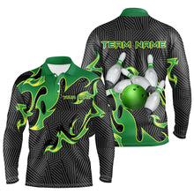 Load image into Gallery viewer, Green Flame Black Camo Bowling Polo, Quarter zip Shirt For Men Custom Team League Bowling Jerseys NQS8825