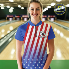 Load image into Gallery viewer, Red, White and Blue US Flag Bowling Shirts for Women Custom Patriotic Bowling Team Jerseys NQS11148