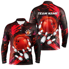 Load image into Gallery viewer, Mens Bowling polo shirts Custom red light camo Bowling Team league Jerseys, bowling gifts for bowlers NQS7379