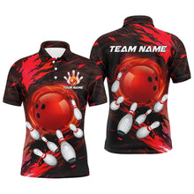 Load image into Gallery viewer, Mens Bowling polo shirts Custom red light camo Bowling Team league Jerseys, bowling gifts for bowlers NQS7379