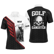 Load image into Gallery viewer, Black white Mens golf polo shirt custom golf gangster golf ball golf polos for men golf gifts for dad NQS5361