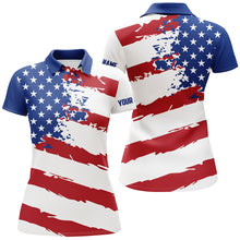 Load image into Gallery viewer, American flag golf clubs patriotic custom name Womens golf polo shirts team ladies golf tops NQS5597