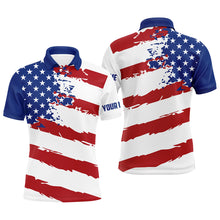 Load image into Gallery viewer, American flag golf clubs patriotic custom name mens golf polo shirts team golf shirts for men NQS5597