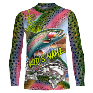 Personalized Rainbow trout Fishing jerseys, Trout pink scales long sleeve fishing shirts NQS3683