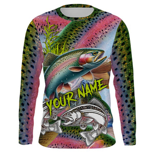 Personalized Rainbow trout Fishing jerseys, Trout pink scales long sleeve fishing shirts NQS3683