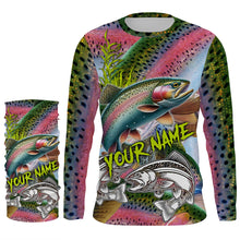 Load image into Gallery viewer, Personalized Rainbow trout Fishing jerseys, Trout pink scales long sleeve fishing shirts NQS3683