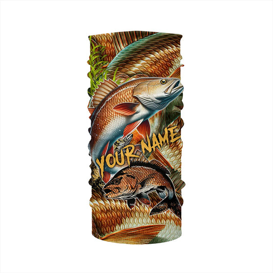 Personalized Redfish drum Fishing jerseys, redfish scales long sleeve fishing shirts uv protection NQS3687